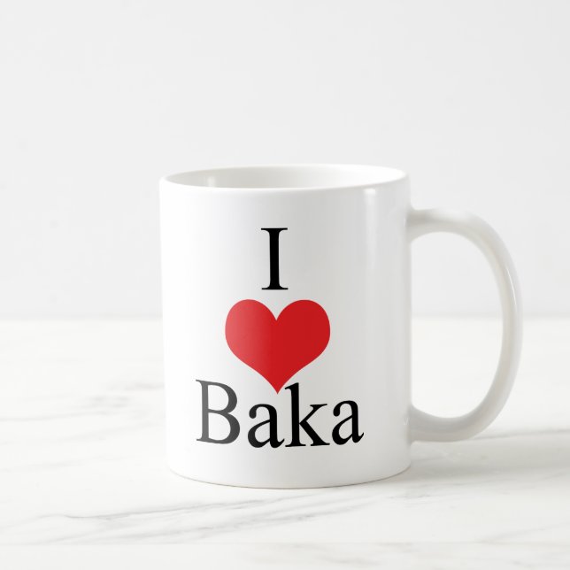 Caneca De Café Eu amo (coração) Baka (Direita)