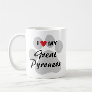 Caneca De Café Eu amo (coração) meus grandes Pyrenees
