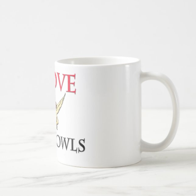 Caneca De Café Eu amo corujas de celeiro (Direita)