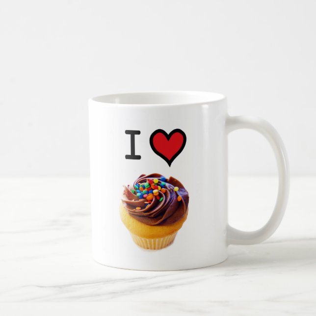 Caneca De Café Eu amo cupcakes (Direita)