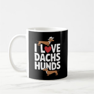 Caneca De Café Eu Amo Dachshunds Gráfico Divertido para Amantes d