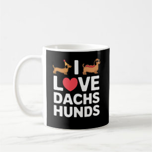 Caneca De Café Eu Amo Dachshunds Ilustração Divertida com Estilo