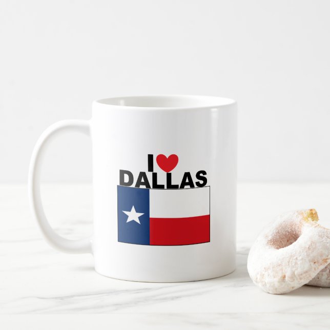 Caneca De Café Eu Amo Dallas, TX (Com Donut)