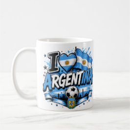 Caneca De Café Eu Amo Design de Futebol da Argentina | Argentino