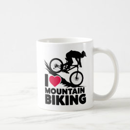 Caneca De Café Eu Amo Design de Silhuette de Biking de Montanha