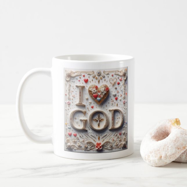 Caneca De Café Eu amo Deus (Com Donut)