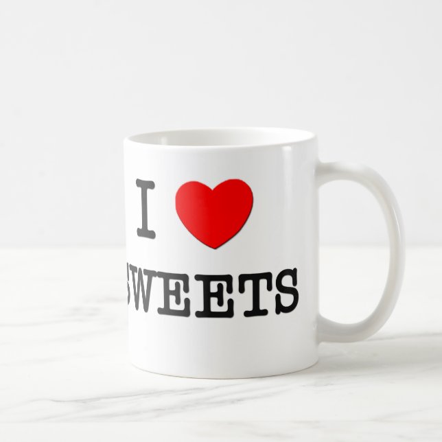 Caneca De Café Eu amo DOCES (a comida) (Direita)