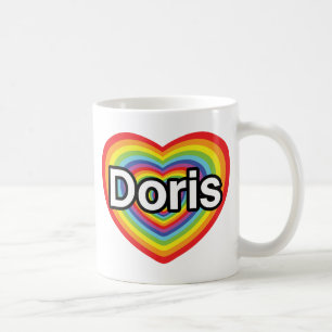 Caneca De Café Eu amo Doris: coração do arco-íris