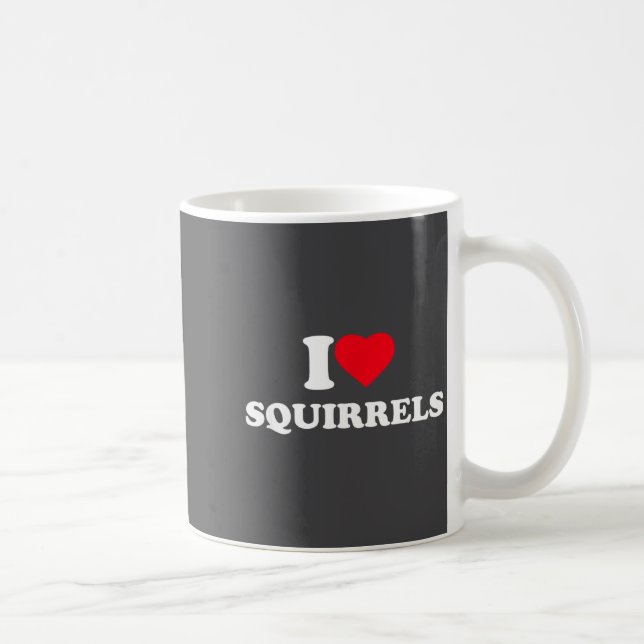 Caneca De Café Eu Amo Esquilos Coração Amante de Animais  (Direita)