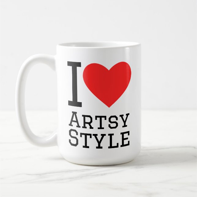Caneca De Café Eu amo estilo artístico (Esquerda)