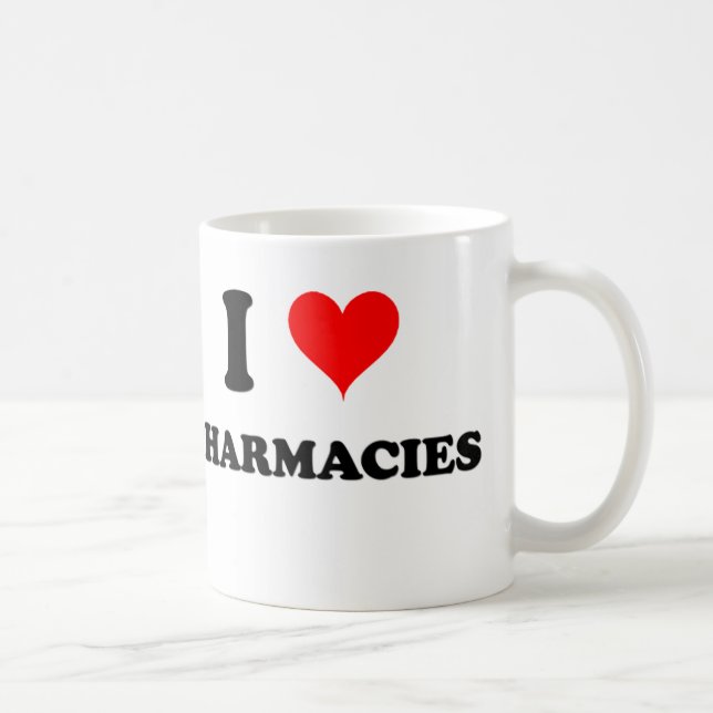 Caneca De Café Eu amo farmácias (Direita)