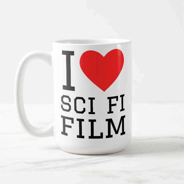 Caneca De Café Eu amo filme de ficção científica (Esquerda)