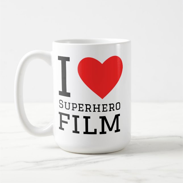 Caneca De Café Eu amo filme de super-herói (Esquerda)