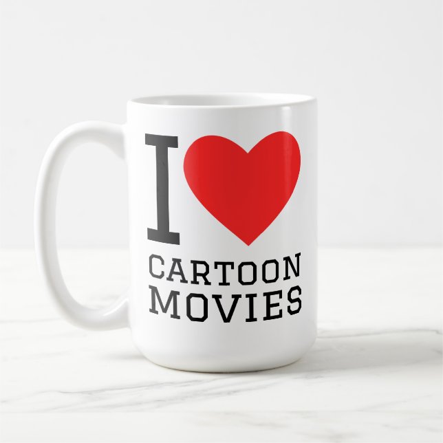 Caneca De Café Eu amo filmes de desenho animado (Esquerda)