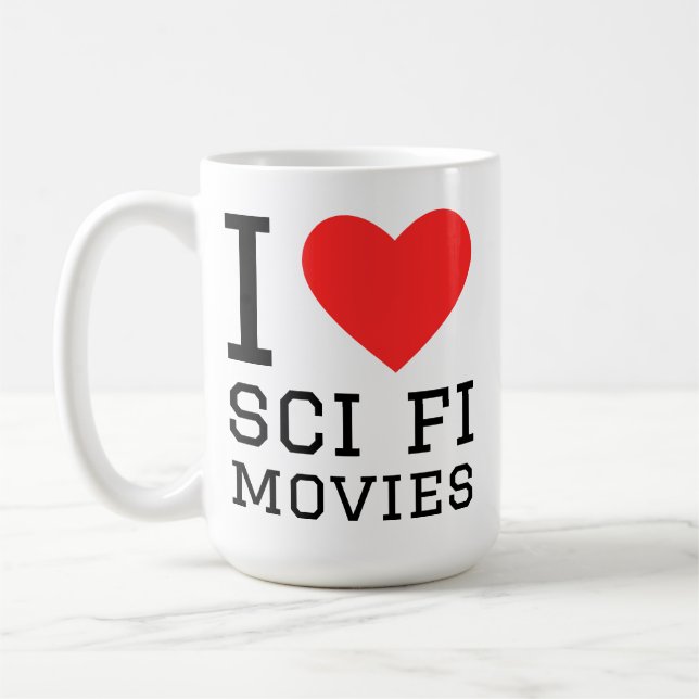 Caneca De Café Eu amo filmes de ficção científica (Esquerda)