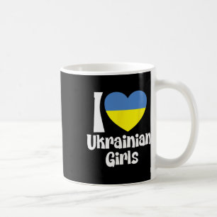 Caneca De Café Eu Amo Garotas Ucranianas Com a Bandeira do Coraçã