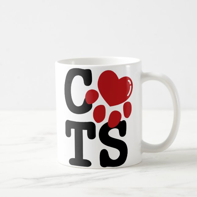 Caneca De Café Eu amo gatos (Direita)