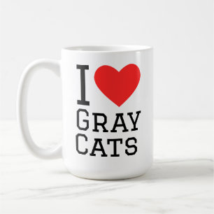 Caneca De Café Eu amo gatos cinzentos