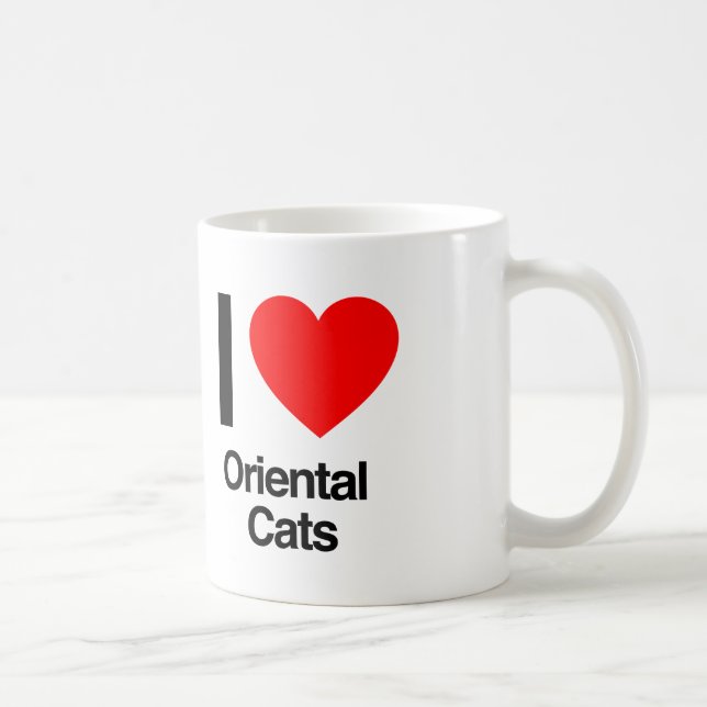 Caneca De Café eu amo gatos orientais (Direita)