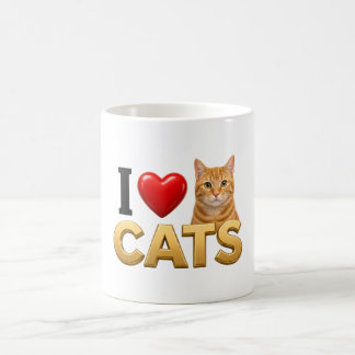 Caneca De Café Eu Amo Gatos | Presente Divertido para Amantes de