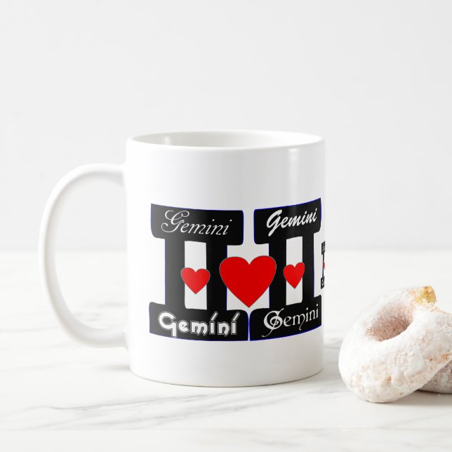 Caneca De Café ♊! Eu Amo Gemini-Best-Zodiac Sinal Clássico Café (Com Donut)