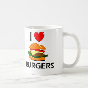 Caneca De Café Eu amo hamburgueres