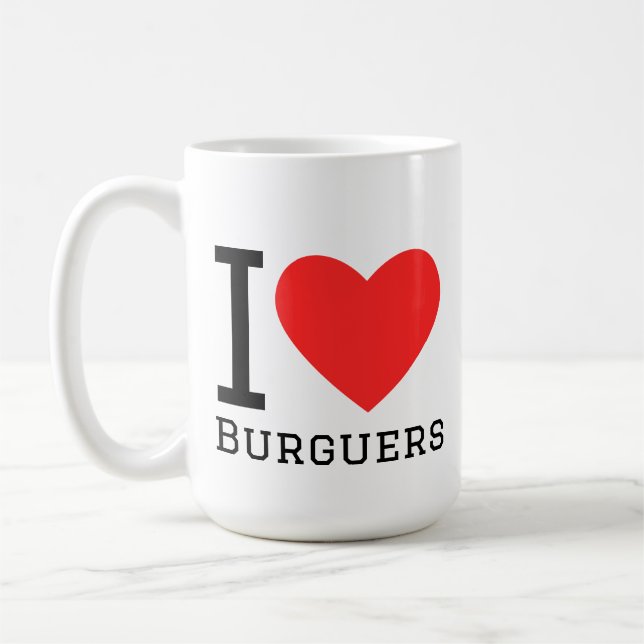 Caneca De Café Eu amo hambúrgueres (Esquerda)