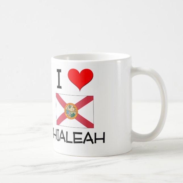 Caneca De Café Eu amo HIALEAH Florida (Direita)