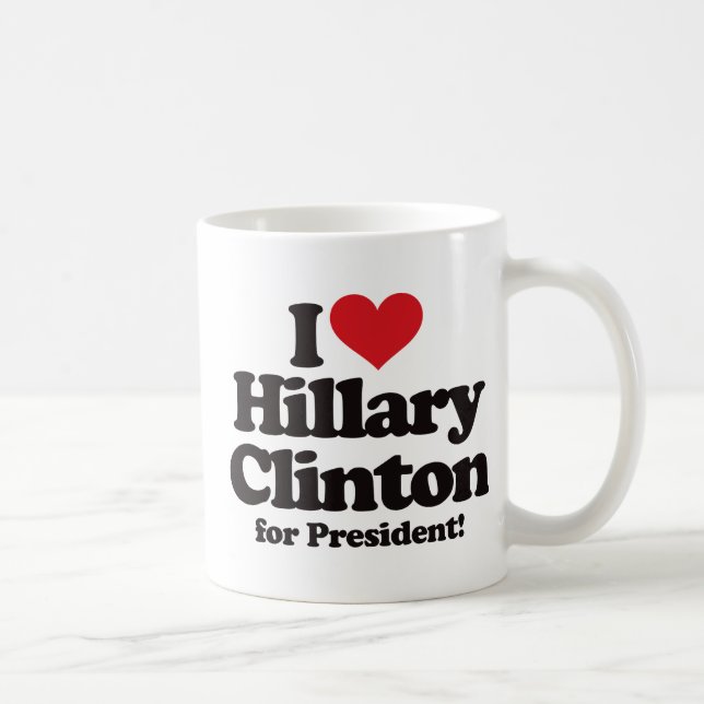 Caneca De Café Eu amo Hillary Clinton para o presidente (Direita)