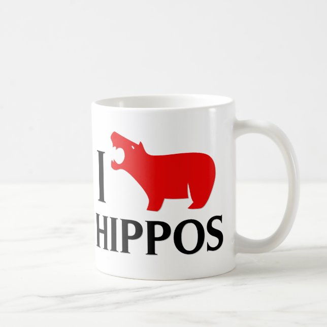 Caneca De Café Eu amo hipopótamos (Direita)