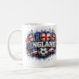 Caneca De Café EU AMO Inglaterra Fã de Futebol 2026