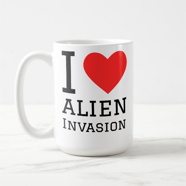 Caneca De Café Eu amo invasão alienígena (Esquerda)