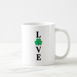 Caneca De Café Eu Amo Irlanda Shamrock Clover Leaf Simple Elegant