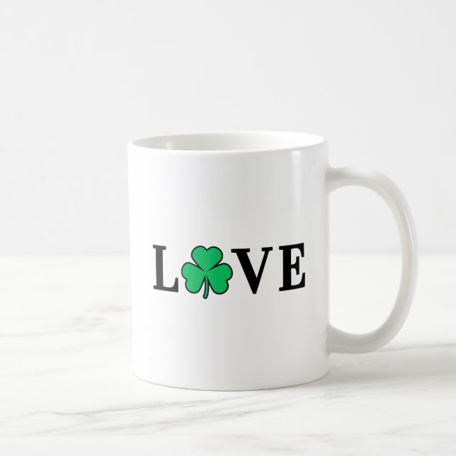 Caneca De Café Eu Amo Irlanda Shamrock Clover Leaf Simple Elegant (Direita)