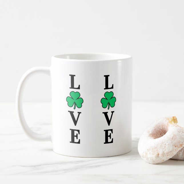 Caneca De Café Eu Amo Irlanda Shamrock Clover Leaf Simple Elegant (Com Donut)