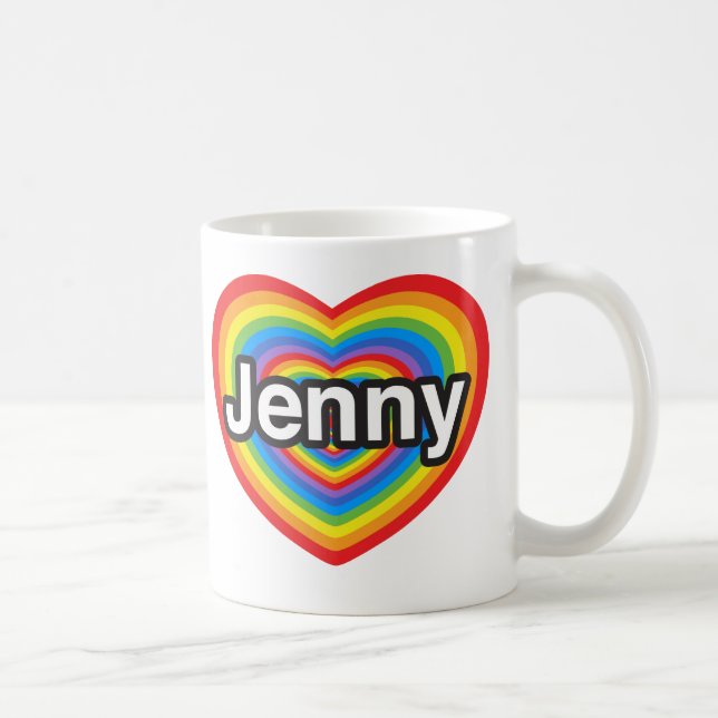 Caneca De Café Eu amo Jenny. Eu te amo Jenny. Coração (Direita)