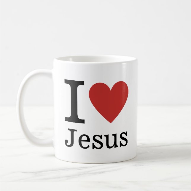 Caneca De Café Eu ❤️ Amo Jesus Cogão PERSONALIZÁVEL (Esquerda)