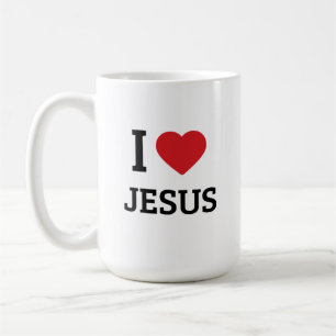 Caneca De Café Eu Amo Jesus - Presente Minimalista de Fé Cristã