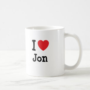 Caneca De Café Eu amo Jon Heart Shirt
