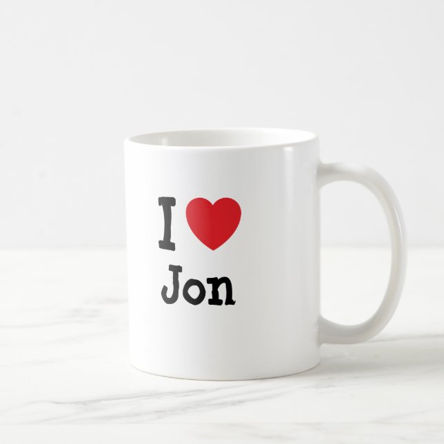 Caneca De Café Eu amo Jon Heart Shirt (Direita)