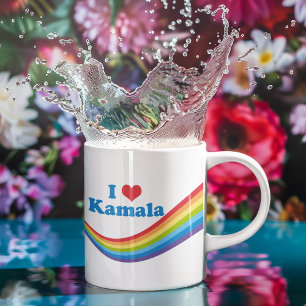 Caneca De Café Eu Amo Kamala Harris Cute Rainbow