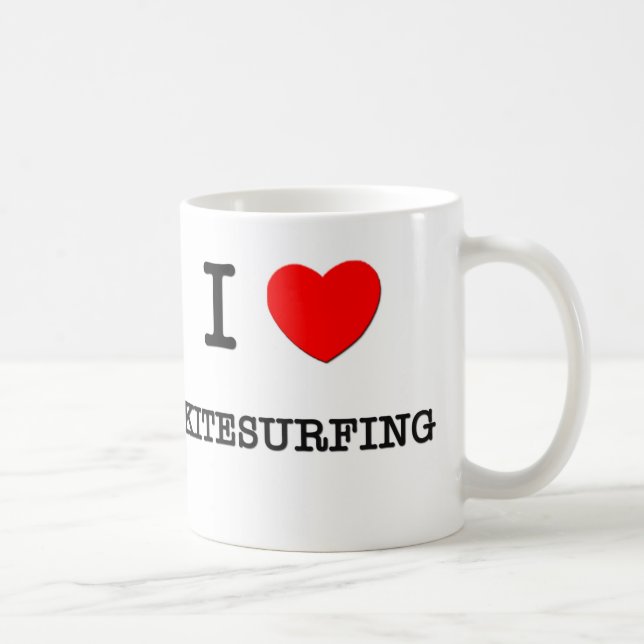 Caneca De Café Eu amo Kitesurfing (Direita)