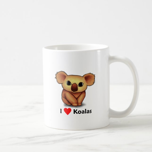 Caneca De Café Eu amo Koalas (Direita)