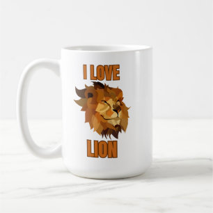 Caneca De Café EU AMO LEÃO – Arte Ousada de Vida Selvagem para Am