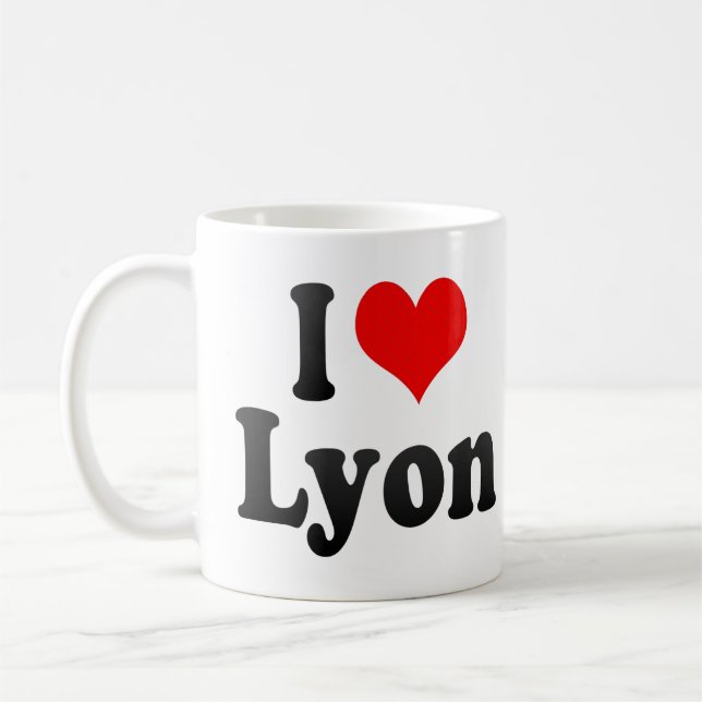 Caneca De Café Eu amo Lyon, France (Esquerda)