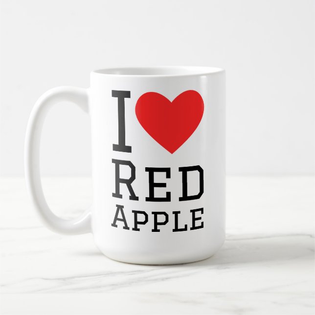 Caneca De Café Eu amo maçã vermelha (Esquerda)