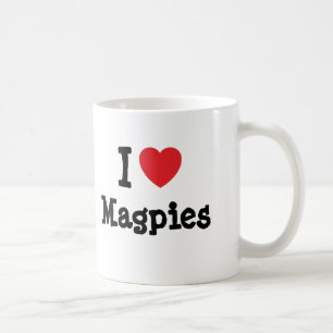 Caneca De Café Eu amo Magpies coração personalizado