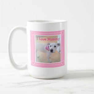 Caneca De Café Eu Amo Mamãe Cachorro Branco Cachorro Bonito Rosa