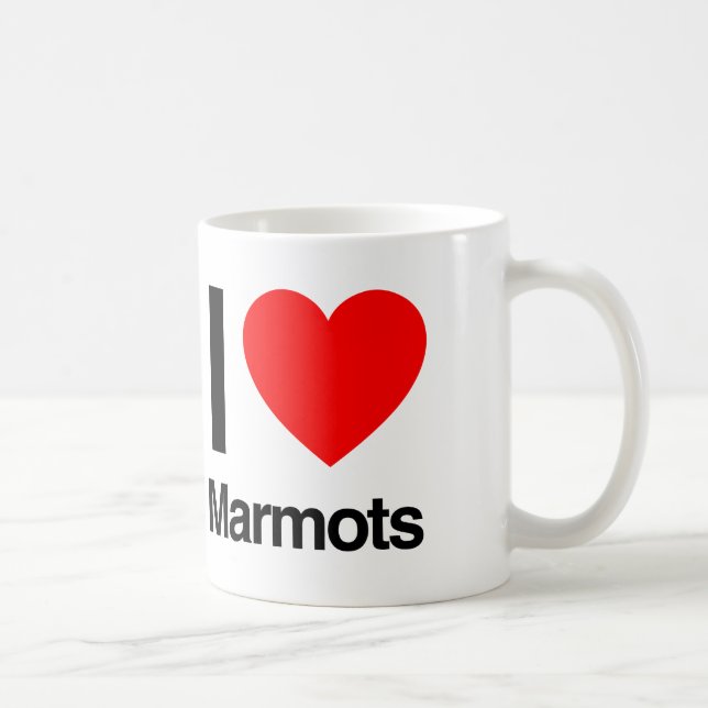 Caneca De Café eu amo marmots (Direita)