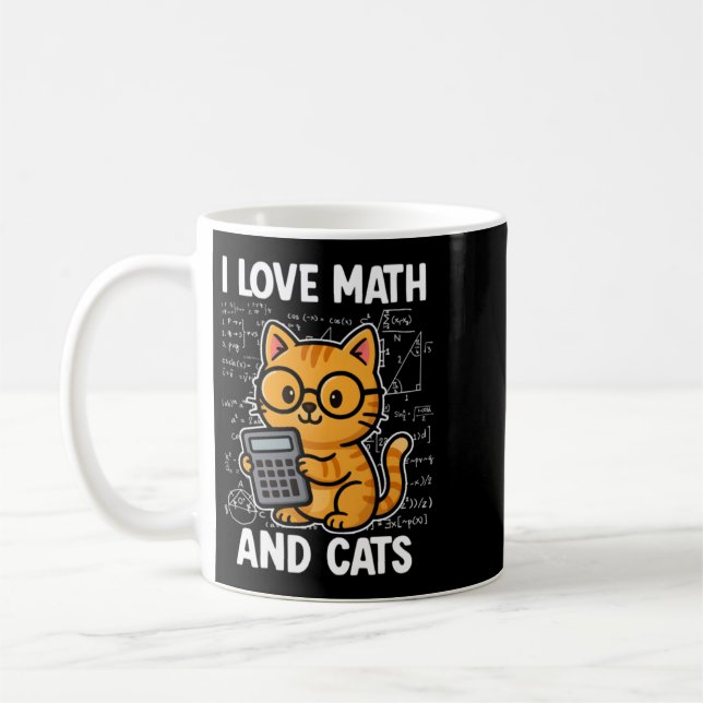Caneca De Café Eu Amo Matemática E Gatos (Esquerda)
